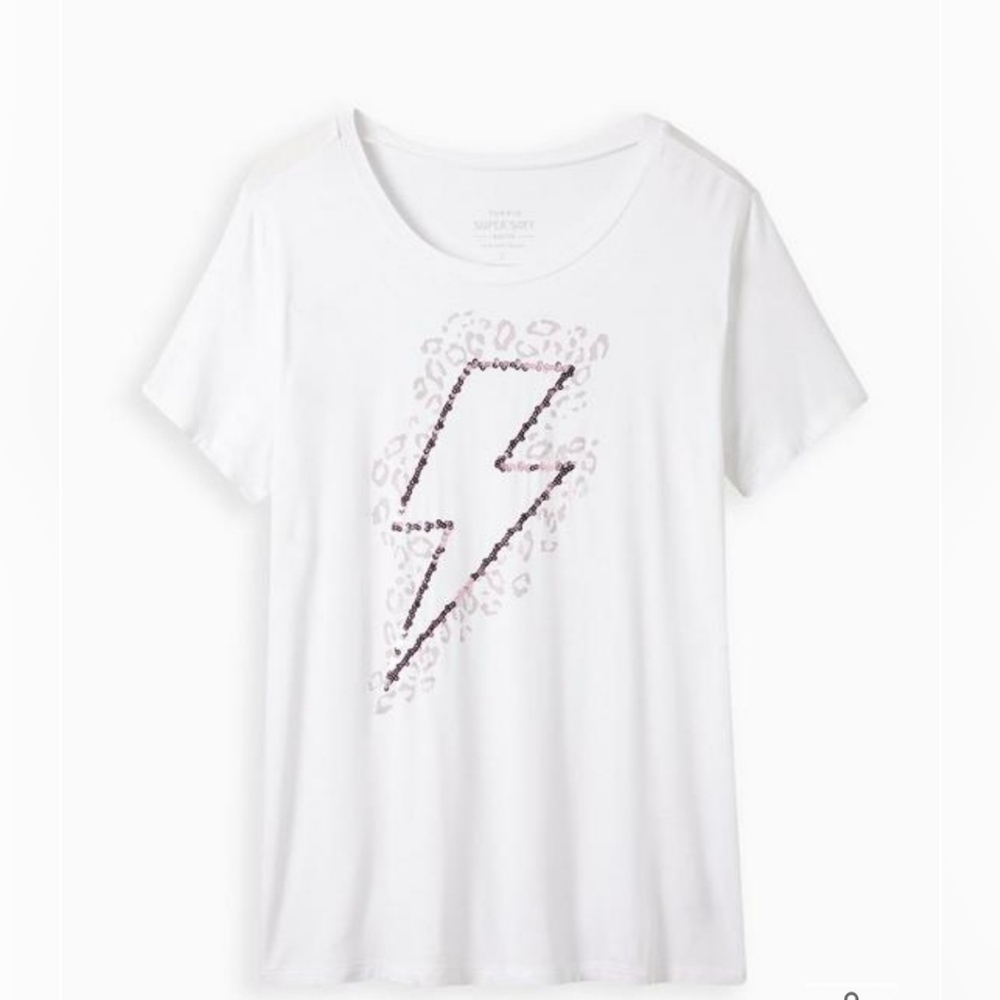 Torrid Super Soft Purple Leopard Sequin Lightening Bolt Perfect Tee Plus…